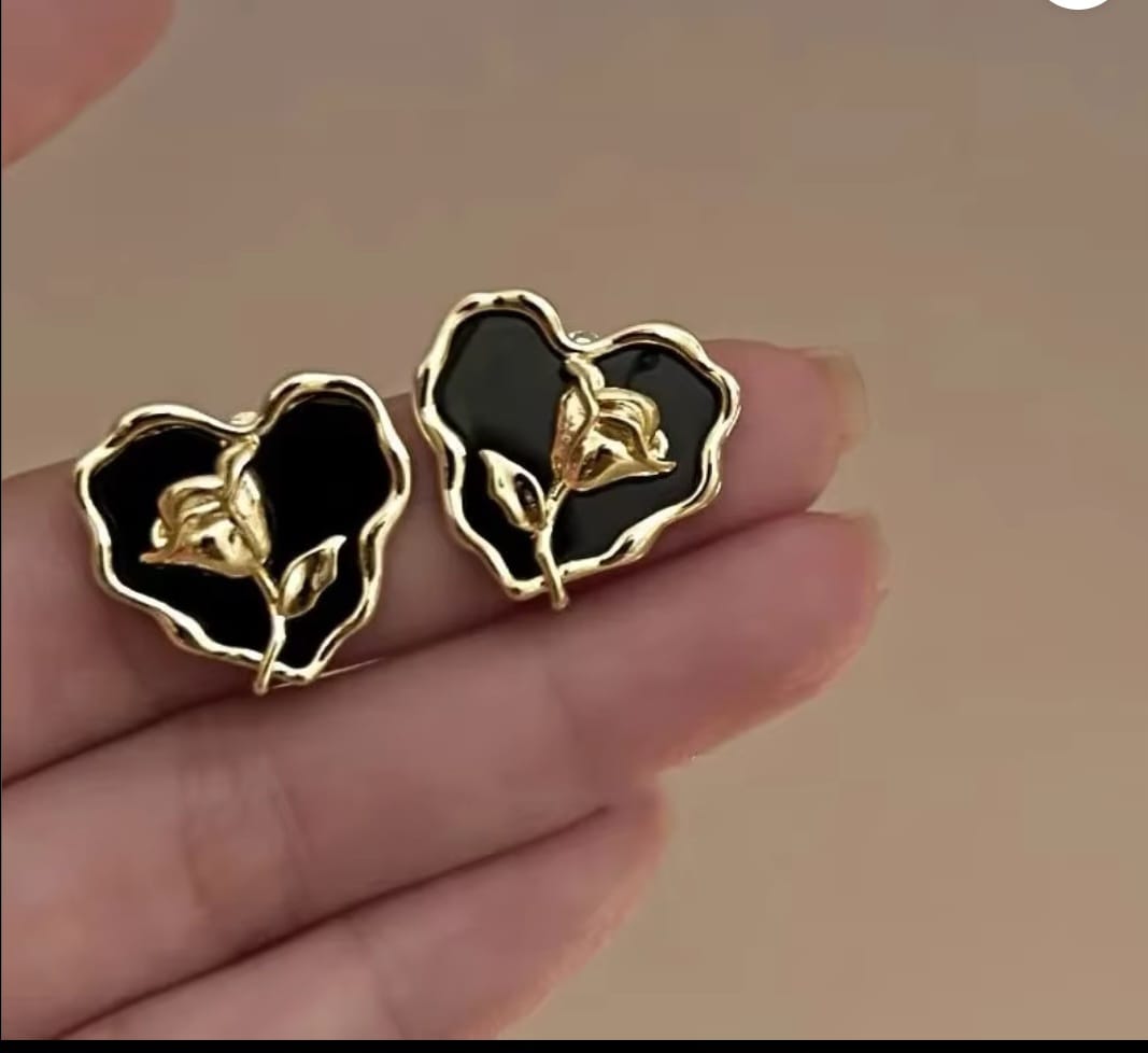 Zevira Black Rose Luxe Stud Earrings