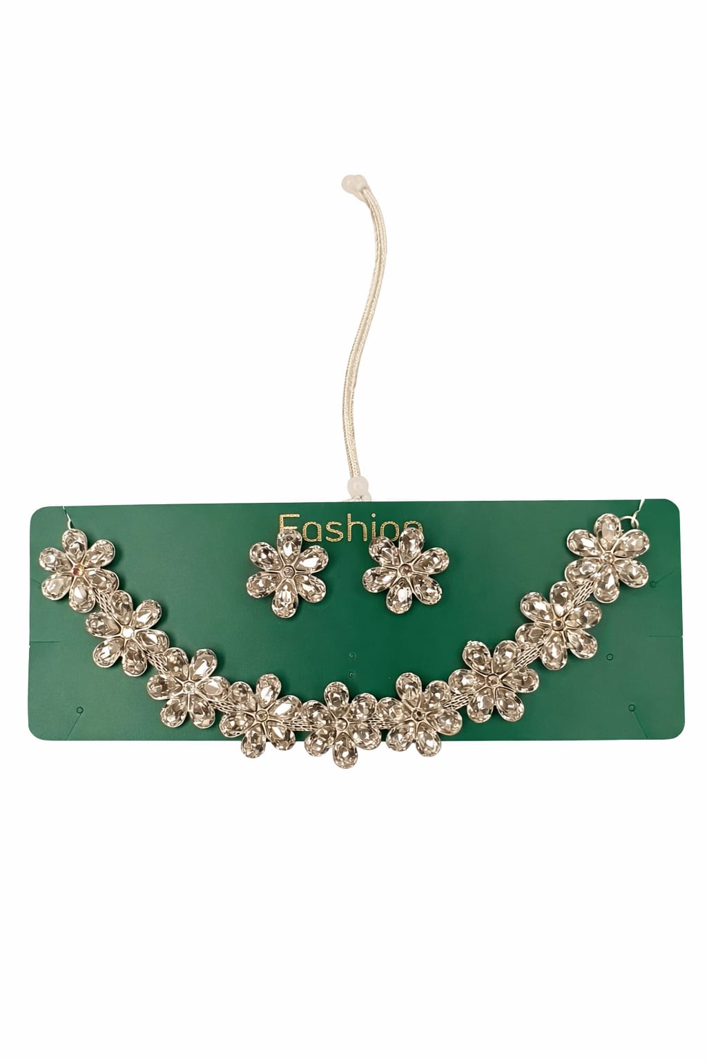 Zevira Crystal Floral Necklace Set with Matching Earrings