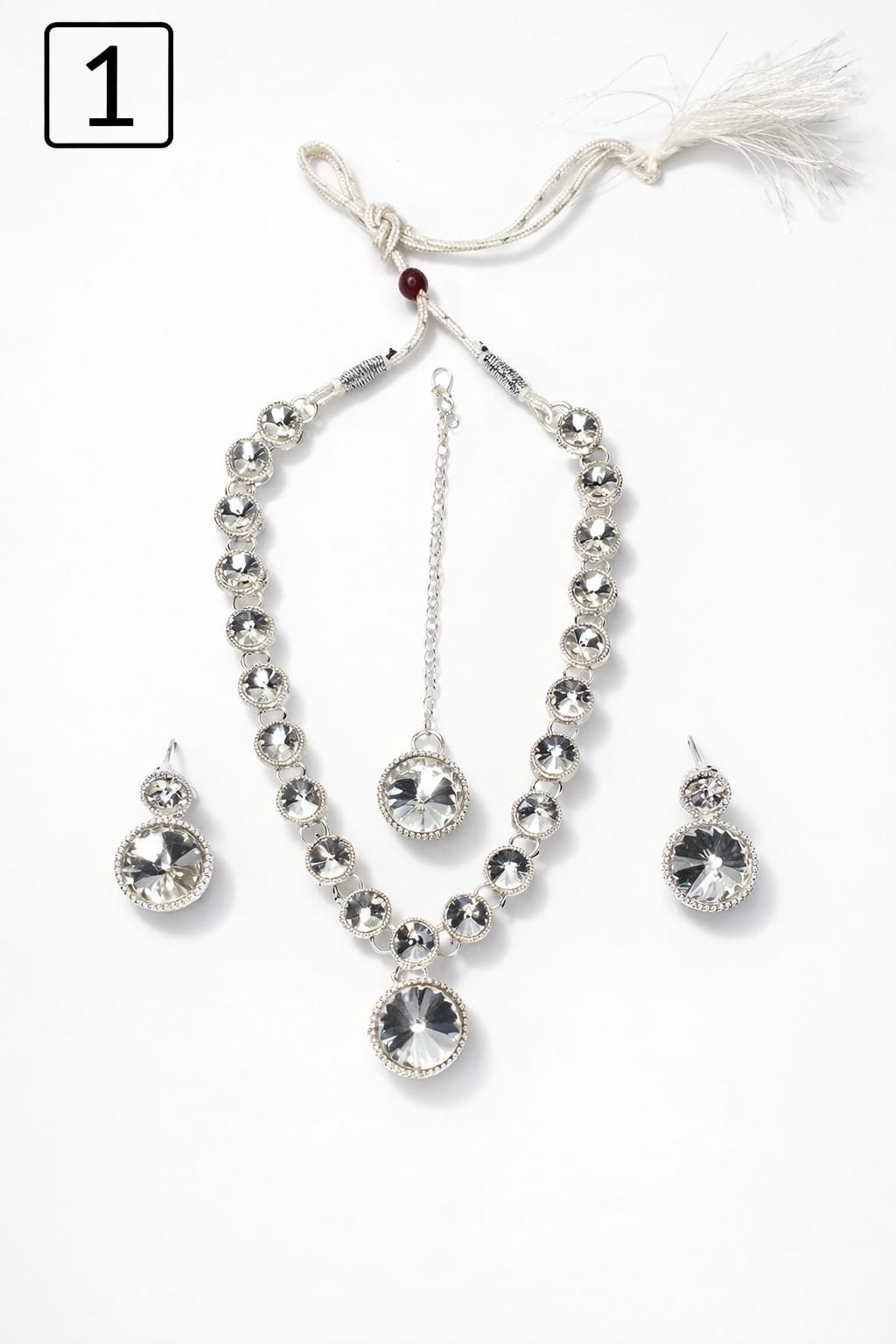 Zevira Crystal Floral Necklace Set with Matching Earrings